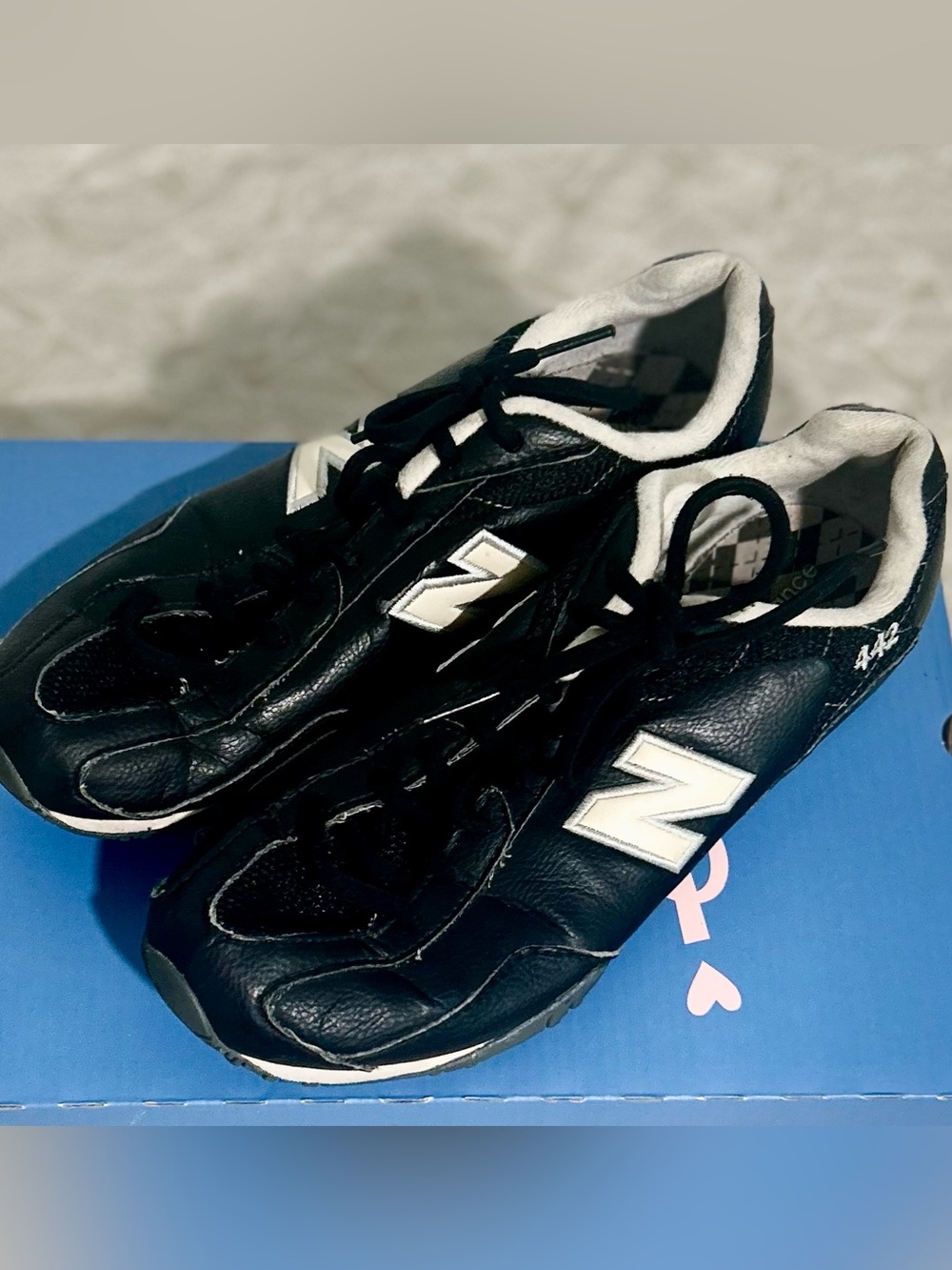 Vintage New Balance 442 Black Low Top Lace-Up Argyle Athletic Sneaker 8 CW442BS - Picture 2 of 8